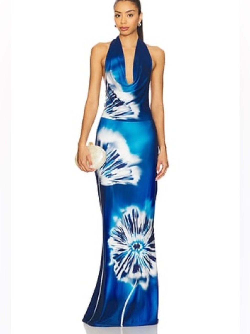 Especia Moonflower Cowl Neck Halter Dress